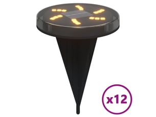 Lot de 12 lampes solaires extérieures pratiques jardin 11 x 13 cm en plastique noir 02_0056668