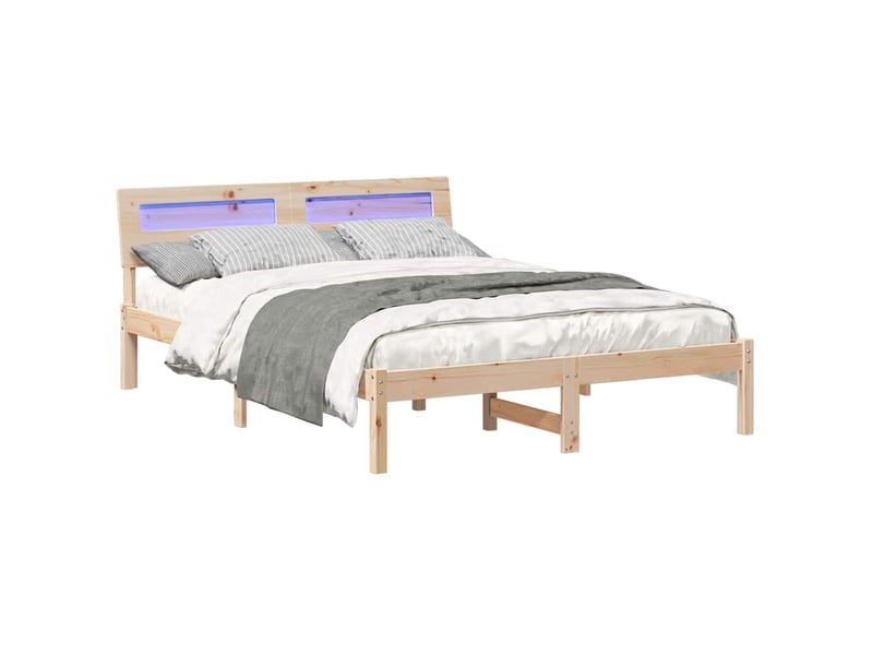 Lit double- lit adulte - cadre de lit avec tête de lit marron 120 x 190 cm pin massif - Conforama B
