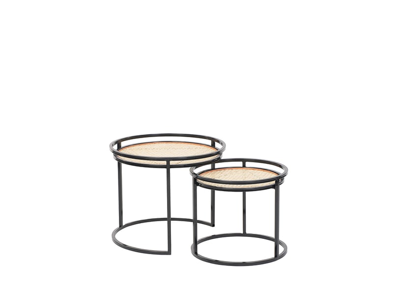  Tables gigognes (lot de 2) - métal et rotin - bari - noir 3MB11.05.02.01 - Conforama A