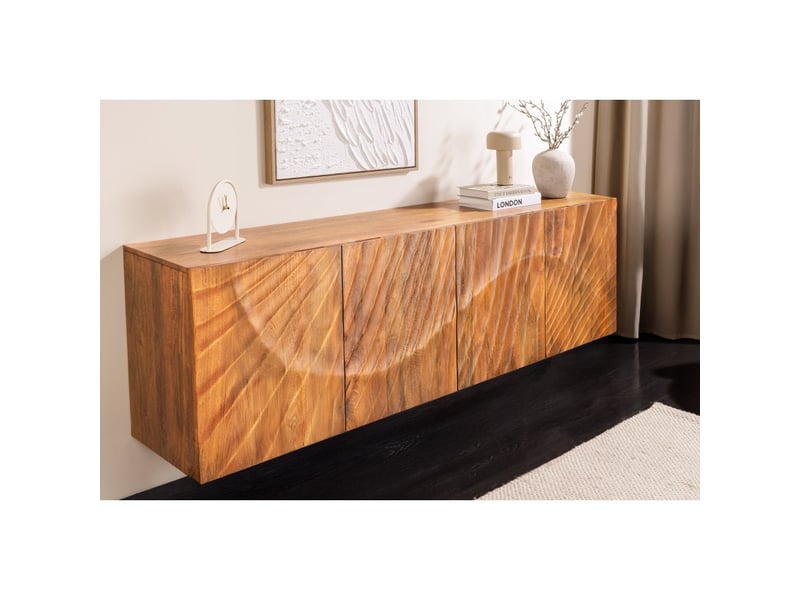  Buffet 180 cm 4 portes bois sculpté naturel – collection silva  - Conforama B