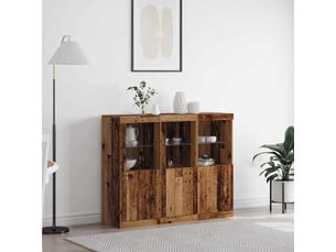 Buffet - bahut - meuble de rangement led 3 pc bois ancien 123 x 37 x 100 cm bois d'ingénierie