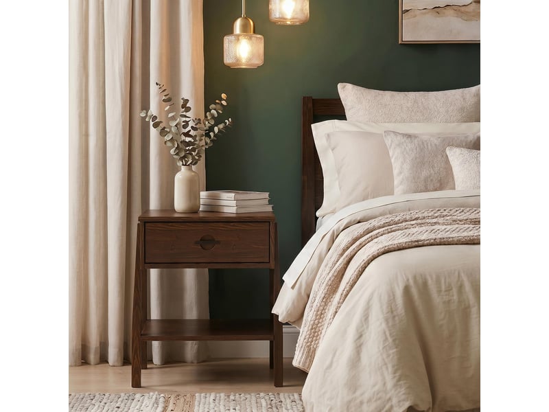 Table de chevet adamo h 49 cm avec tiroir en bois massif - coloris noyer - Conforama B