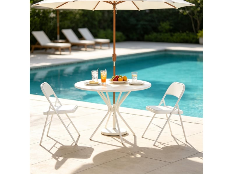  Lot de 2 chaises de salle à manger pliantes en acier, blanches  - Conforama B