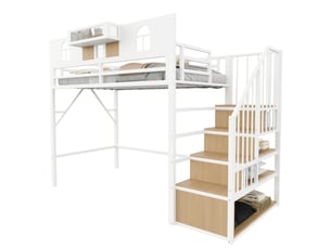 Lit mezzanine 90x200 cm <strong>MODENVIE</strong>  <strong></strong> coloris blanc