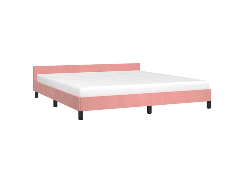  Lit double- lit adulte -  cadre de lit et tête de lit sans matelas rose 180x200cm velours  - Conforama B