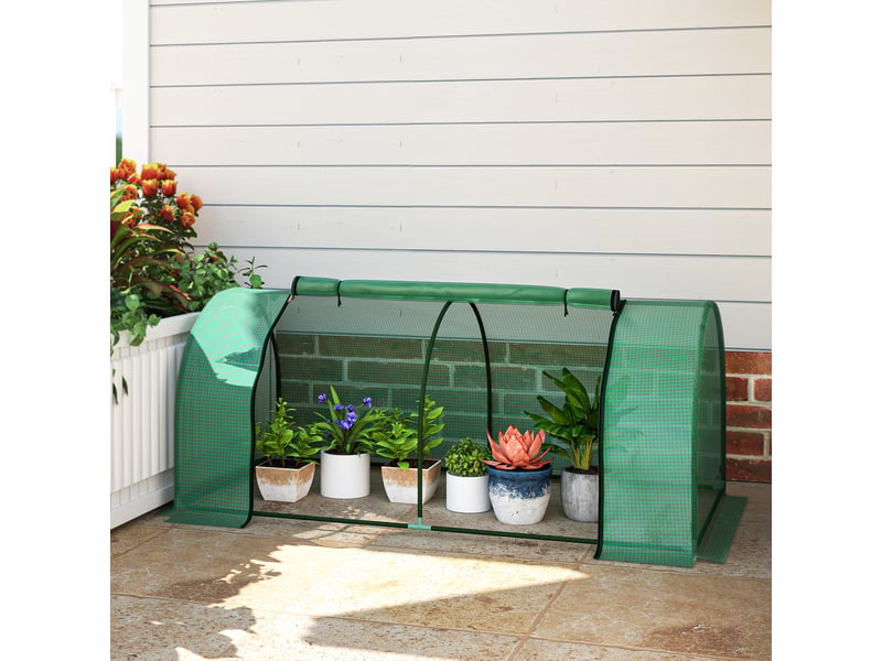  Serre tunnel en acier avec couverture en pvc, 200 x 100 x 80 cm, verte  - Conforama C