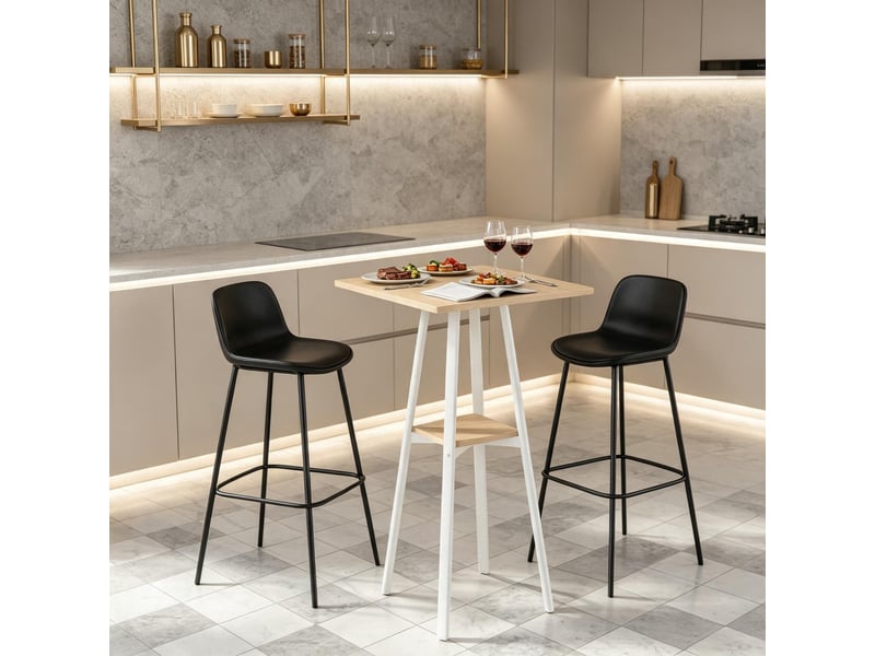 Table haute élégante avec rangement, mange-debout carré pour 2 personnes - Conforama D