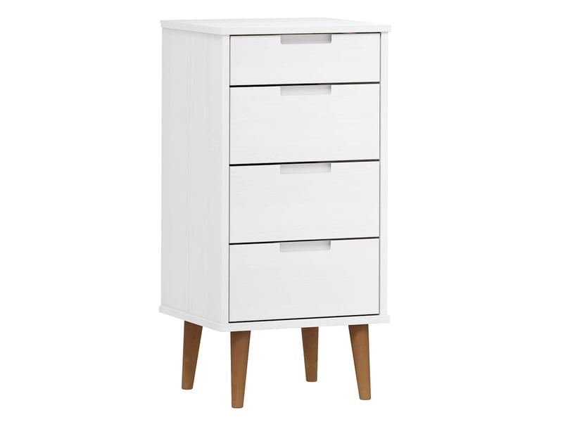  Commode chambre adulte, armoire à tiroirs molde blanc 40x35x82 cm bois de pin massif  - Conforama A