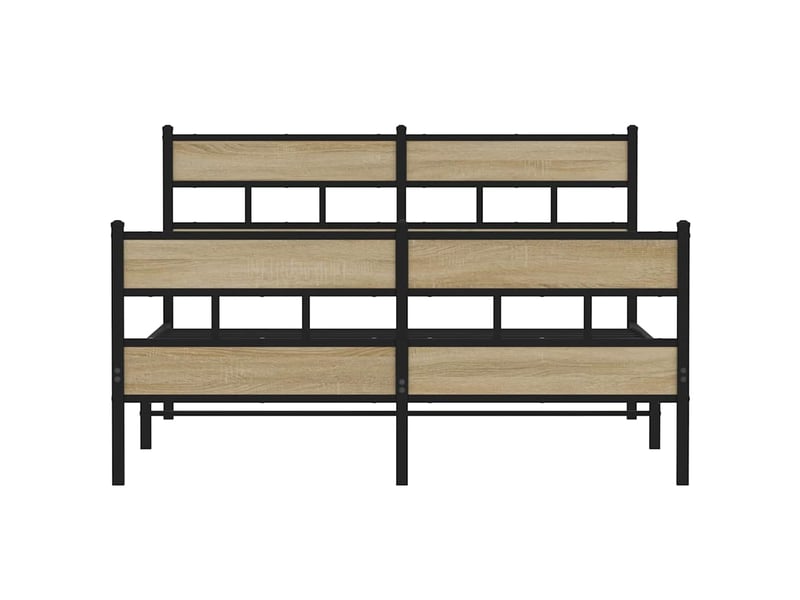  Lit double- lit adulte -  cadre de lit en métal sans matelas chêne sonoma 135x190 cm  - Conforama C