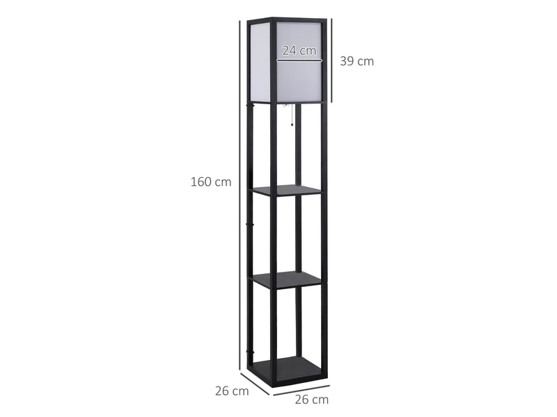  Lampadaire 26x26x160 cm e27 mdf noir  - Conforama E