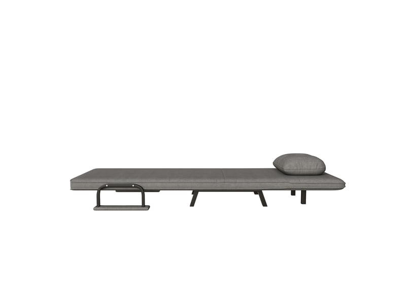  Fauteuil relax pliable gris 180 cm, dossier 5 positions, fonction lit  - Conforama E