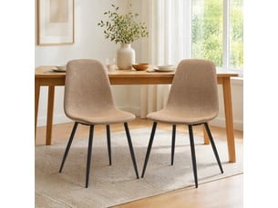 Chaise de salle à manger lot de 2 avec tissu anti-taches - style nordique, métal et tissu marron