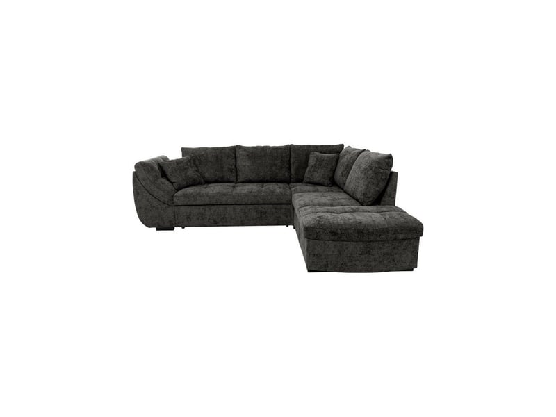  Canape d angle convertible reversible calvin tissu chenille noir 257x214x88 cm coffre de rangement CALVINB006301 - Conforama D