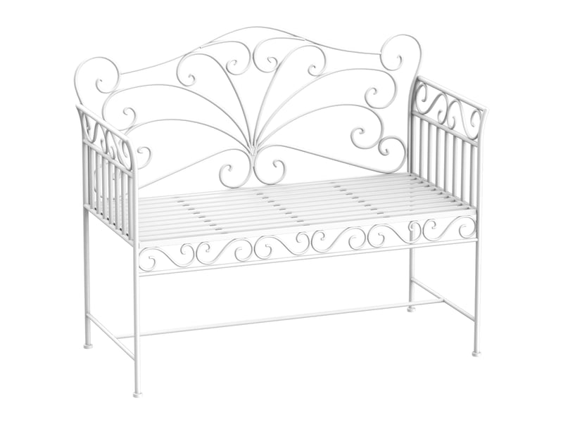  Banc de jardin 2 places en métal blanc  - Conforama A