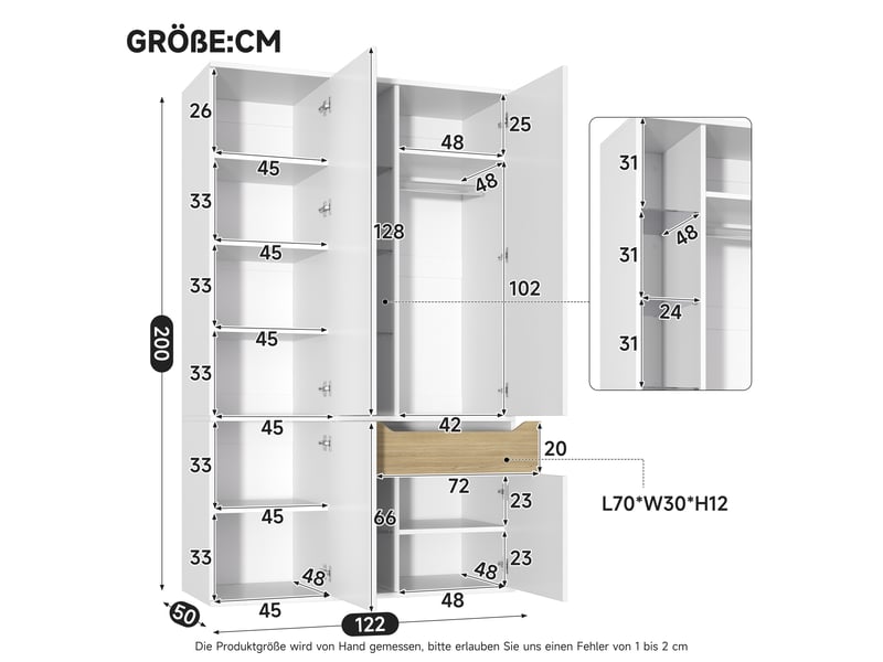 Armoire blanche avec vitrine led et 12 compartiments 122 × 50 × 200 cm IKSETERA TRADING LTD - Conforama C