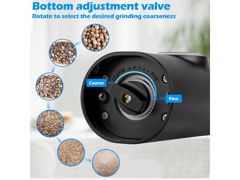  Ensemble de 2 moulins à sel et poivre électriques avec base rechargeable, broyeur à épices avec double station de charge, brosse, lumière led blanche  - Conforama C