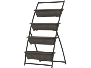 Support plantes à 4 niveaux 76 x 79 x 162 cm – marron – 4 bacs drainants, intérieur et extérieur