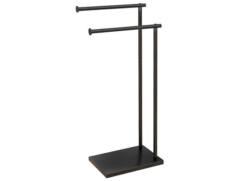  Porte-serviettes sur pied en acier avec 2 barres support noir - pour serviette 35,5l x 20p x 78h cm  - Conforama B