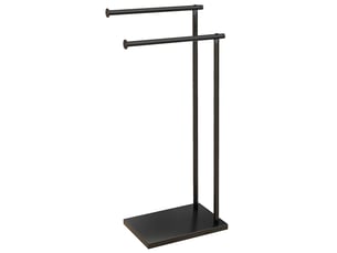 Porte-serviettes sur pied en acier avec 2 barres support noir - pour serviette 35,5l x 20p x 78h cm