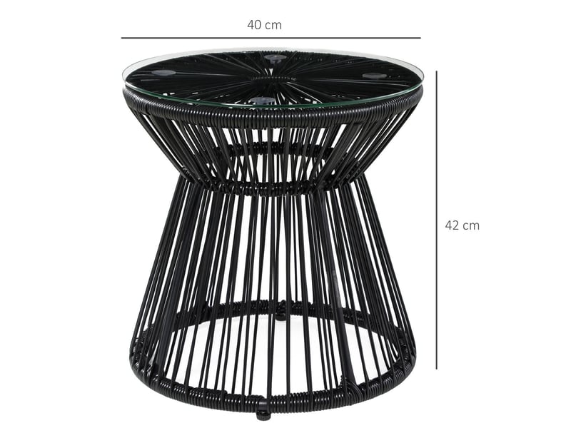  Table design tambour creux plateau en verre finition noire style bistrot forme ronde  - Conforama B