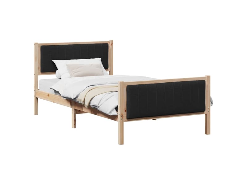 Lit simple- lit adulte - cadre de lit marron et noir 100 x 200 cm bois massif en pin - Conforama B