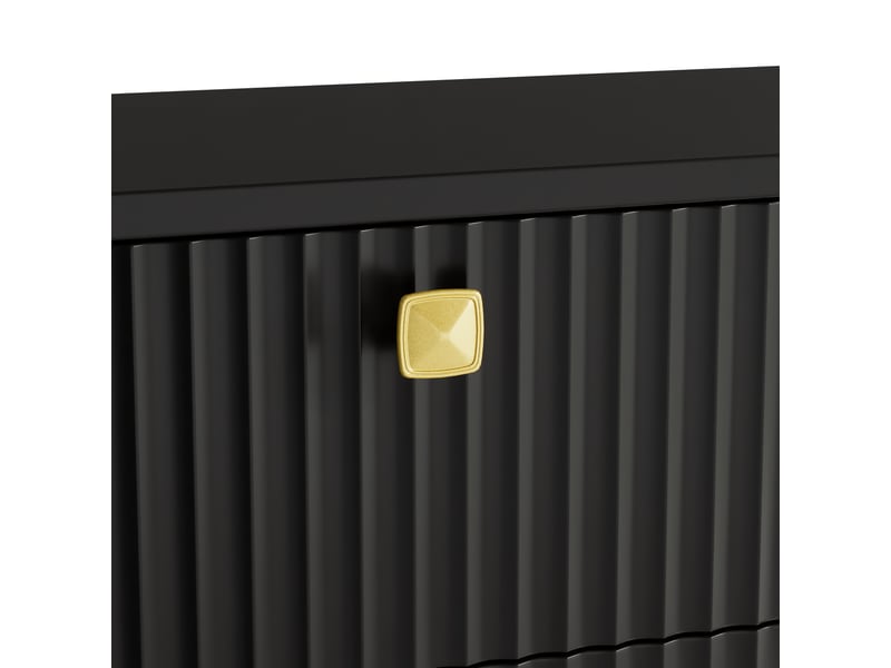  Meuble à chaussures noir 90x25x121 cm, 3 portes pliantes, 1 tiroir intégré, structure panneaux de particules et métal  - Conforama W