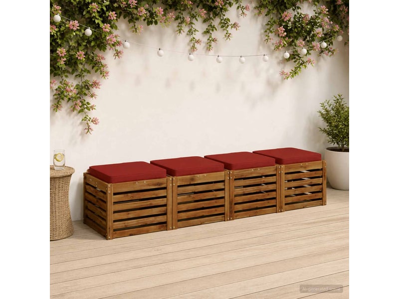 Lot de 4 coussins de siège, coussins d'assise vught 100 % polyester rouge cf60737 - Conforama B