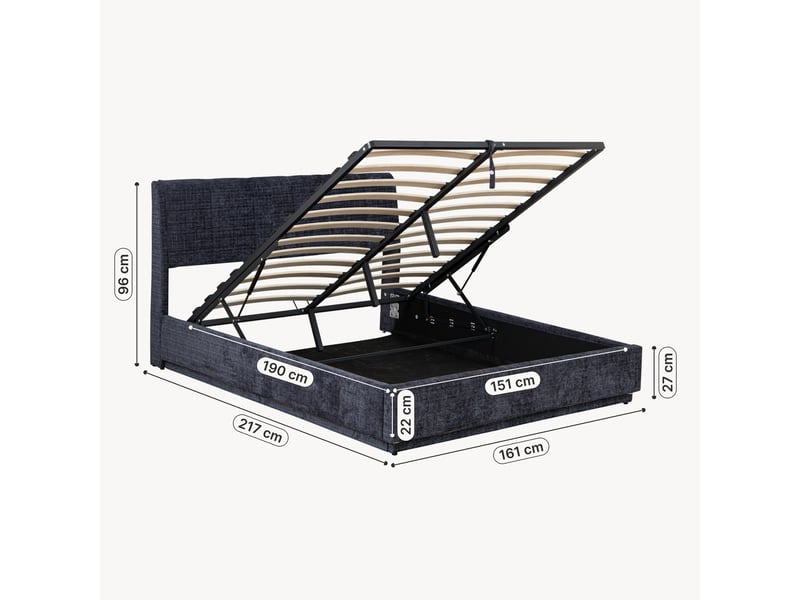  Lit double capitonné tröstiar avec éclairage led 160 x 200 cm bleu [en.casa] Tröstiar - Conforama D