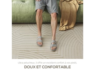 Tapis salon 230 x 160 cm, tapis à poils épais géométrique, crème, moelleux et antidérapant