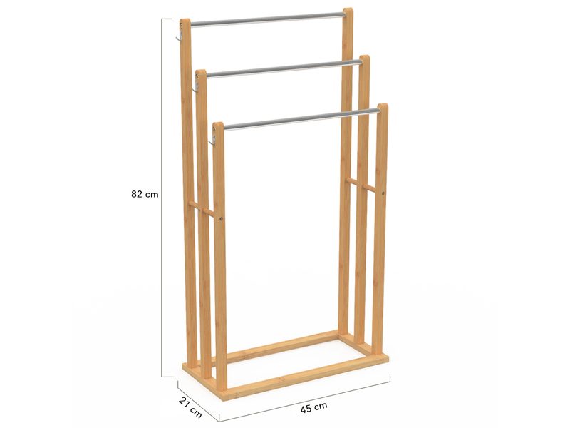 Porte-serviettes sur pied 3 niveaux rita en bambou  - Conforama E