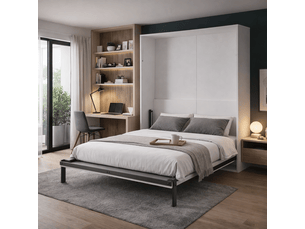 Lit mural escamotable blanc 160x200 cm - armoire lit à ouverture manuelle - matelas nuage 160x200 cm