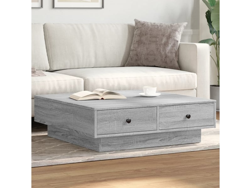  Table basse - table de salon - table à thé sonoma gris 90x90x28 cm bois d'ingénierie  - Conforama B