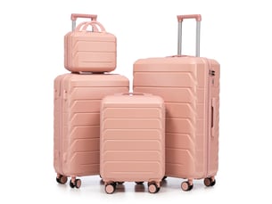 Set de 4 valises rigides,avec serrure à code et roues pivotantes,abs,roses