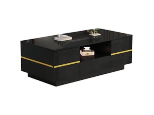 Table basse rectangulaire coloris noir MODFU - 50 cmx100 cm