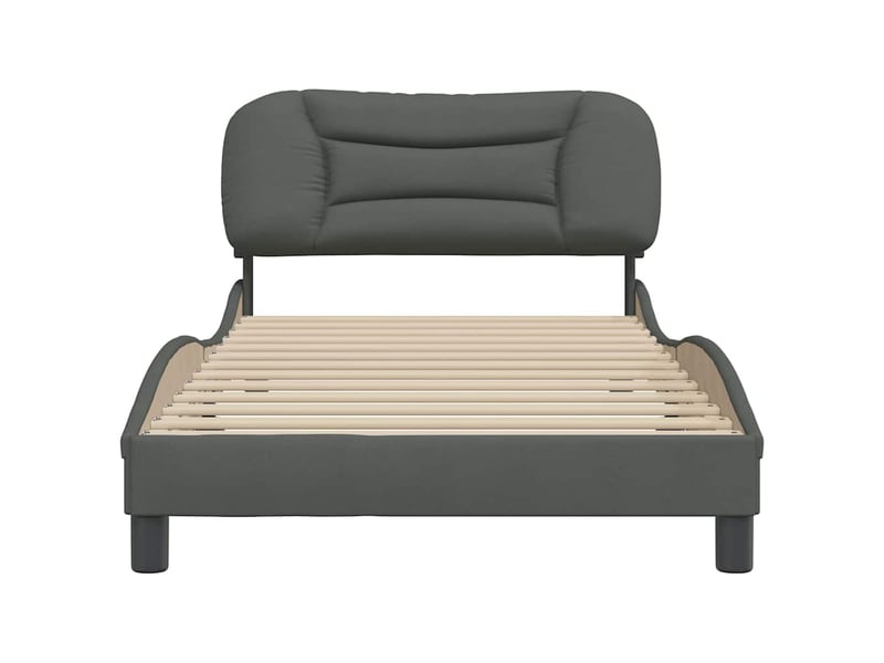  Lit simple- lit adulte -  cadre de lit sans matelas hvar gris foncé 100x200 cm tissu  - Conforama C