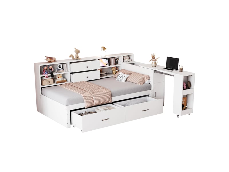  Lit avec rangement 90x200cm coloris blanc bois massif lit enfant blanc - Conforama A