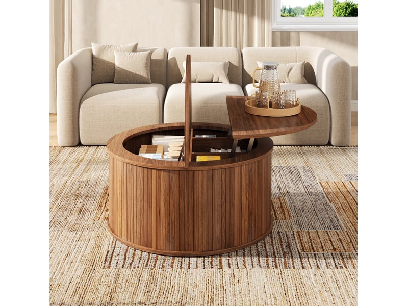  Table basse ronde relevable avec rangement 88 cm evryae  - Conforama B