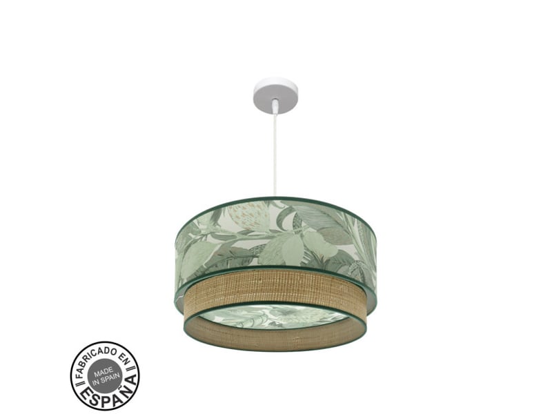  Suspension fabrilamp congo blanc vert naturel 3 x e27 ø 50 cm 224995001 - Conforama A