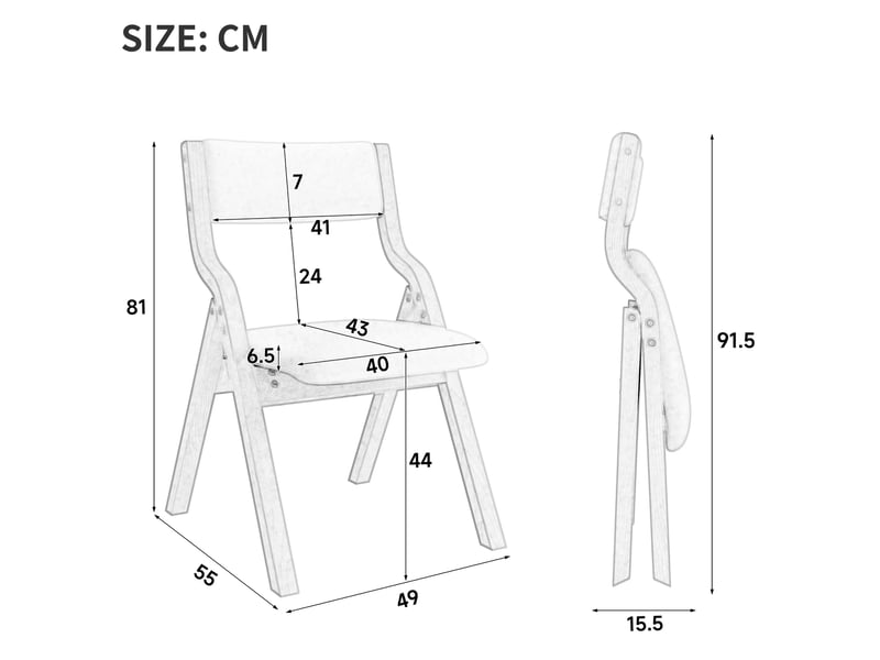  Lot de 4 chaises de salle à manger pliantes en bois et lin gris  - Conforama E