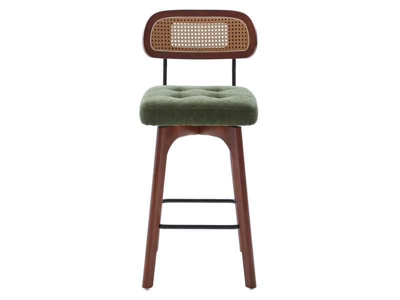  Lot de 2 tabourets de bar pivotants 360° 44x51x96 cm en chenille verte  - Conforama D