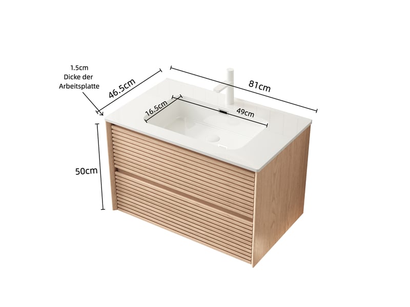  Meuble rangement vasque deux tiroirs ceramique blanc bois naturel grand homvra  - Conforama E