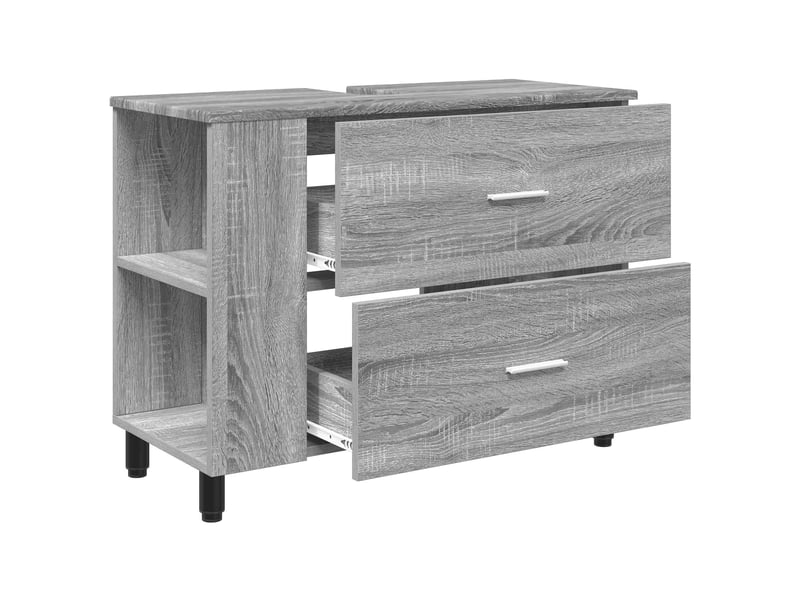  Unité de vanité de salle de bain, meuble de rangement sonoma gris 80x35x60 cm  - Conforama D