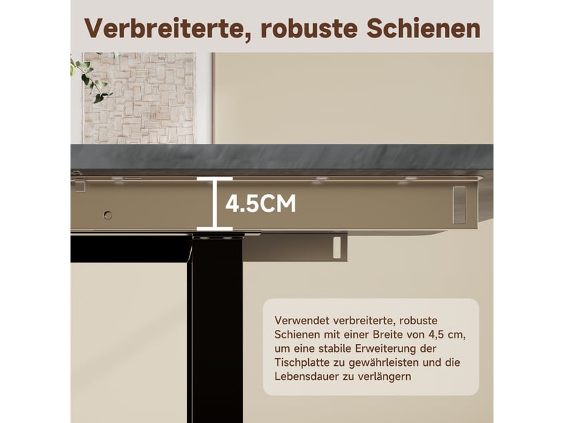 Table à manger extensible, gris, 140180220 × 80 cm, 6-10 personnes, 3 longueurs, pieds métal - Conforama E