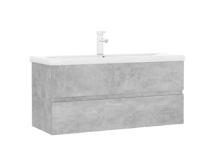 Armoire d'évier et lavabo intégré, cabinet de salle de bain gris béton bois d'ingénierie cf65596