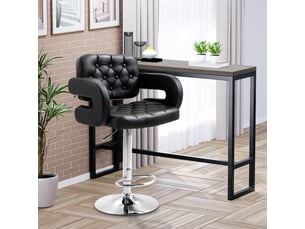 Tabouret de bar pivotant chaise de bar réglable en hauteur avec dossier repose-pieds et accoudoirs 61x50x93-113cm noir