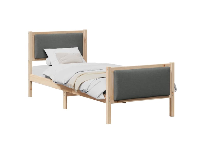  Lit simple- lit adulte -  cadre de lit avec tête de lit gris foncé 80 x 200 cm tissu  - Conforama B