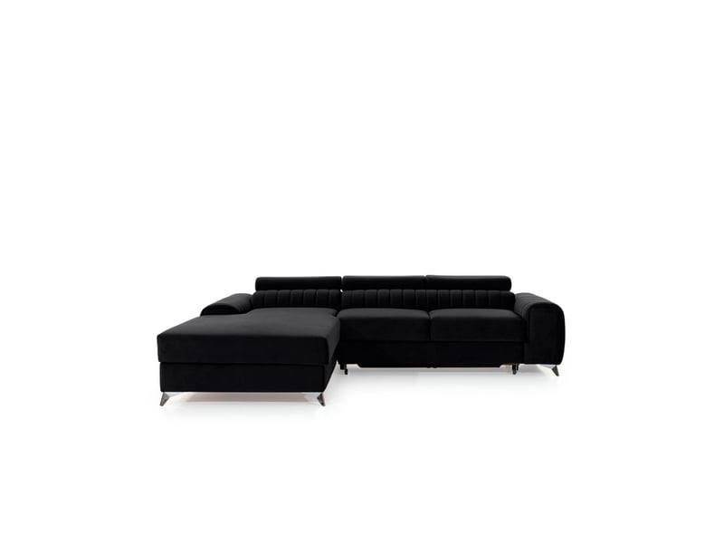  Canapé d'angle gauche noir convertible 3 places jayson assise mousse hr  - Conforama A