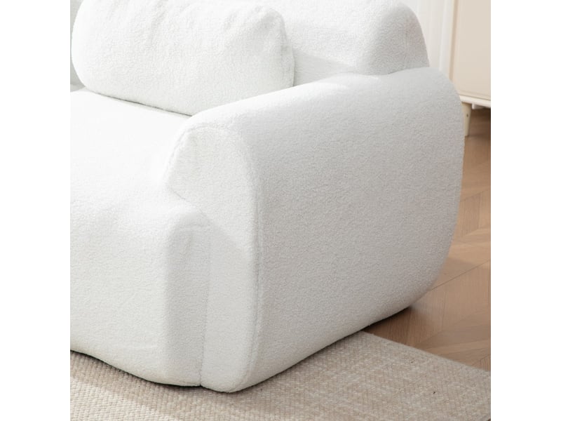  Canapé modulaire en tissu chenille rembourré de mousse 30d antidérapant facile à déplacer couleur ivory pour salon  - Conforama E