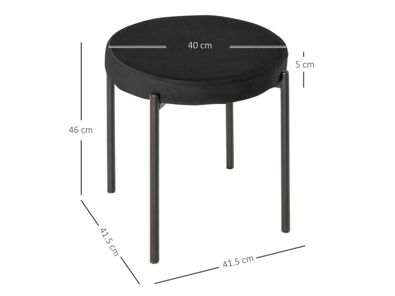  Lot de 4 tabourets de salle à manger empilables,41,5x41,5x46 cm,velours,noir  - Conforama C