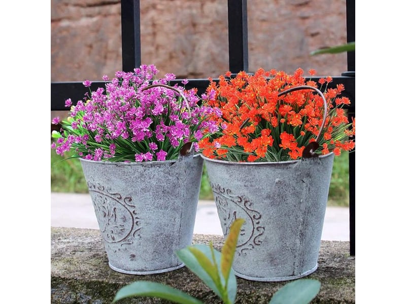  8pcs plantes artificielles et fleurs pour les extérieurs, résistantes aux rayons uv  - Conforama C